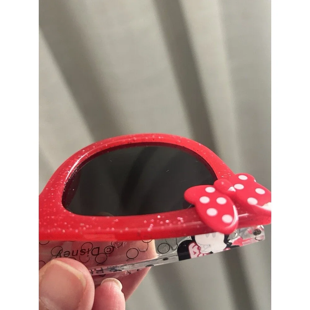 Disney Minnie Mouse Girls Red Round Sunglasses Polka Dot UV400 Black Tinted